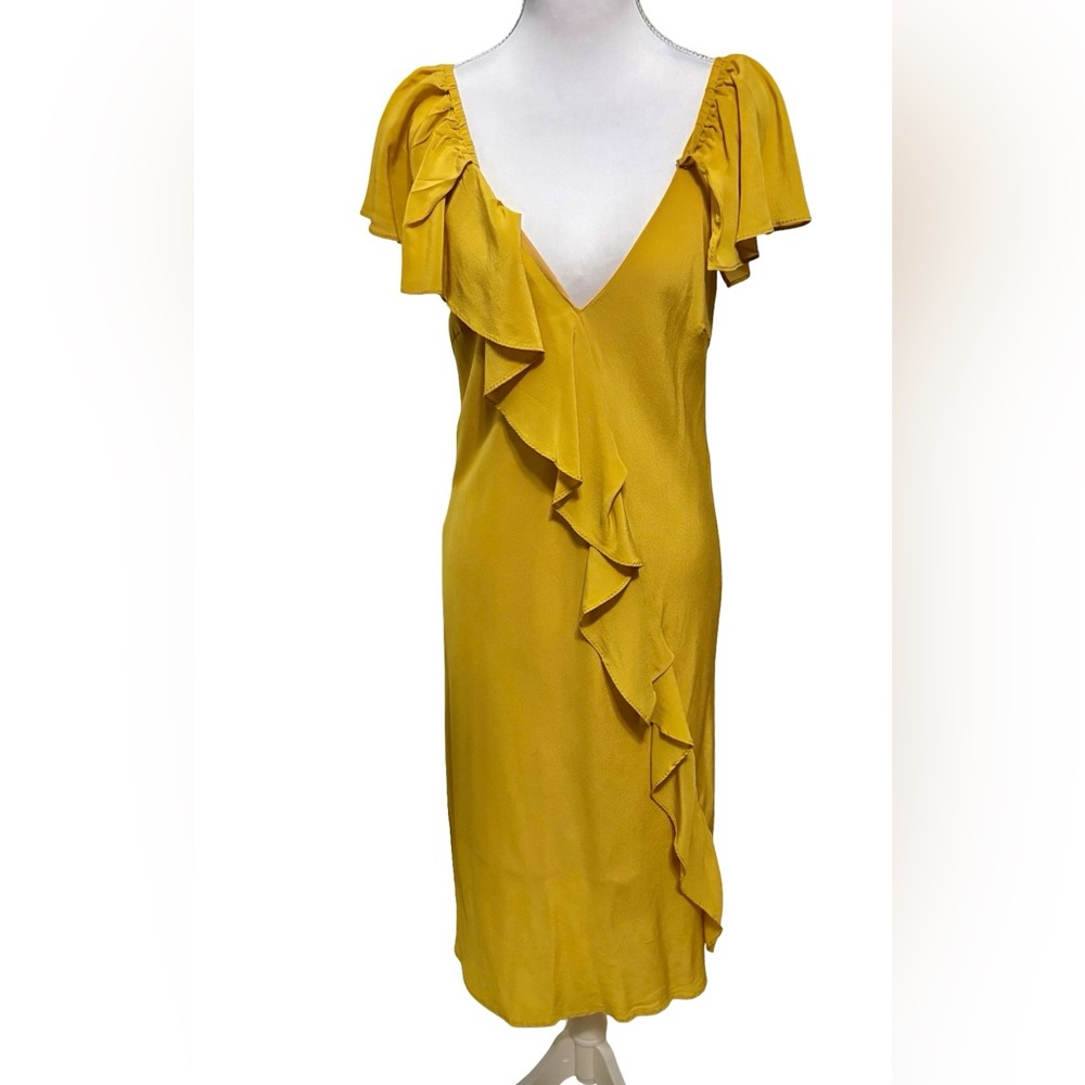 NWT Goldhawk Mustard Silk Dress - Picture 7 of 11